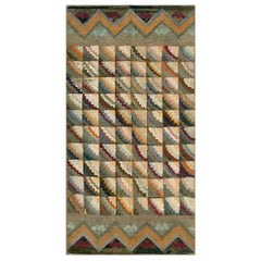 Tapis crocheté américain du début du 20e siècle (4'4" x 8' - 132 x 244 )