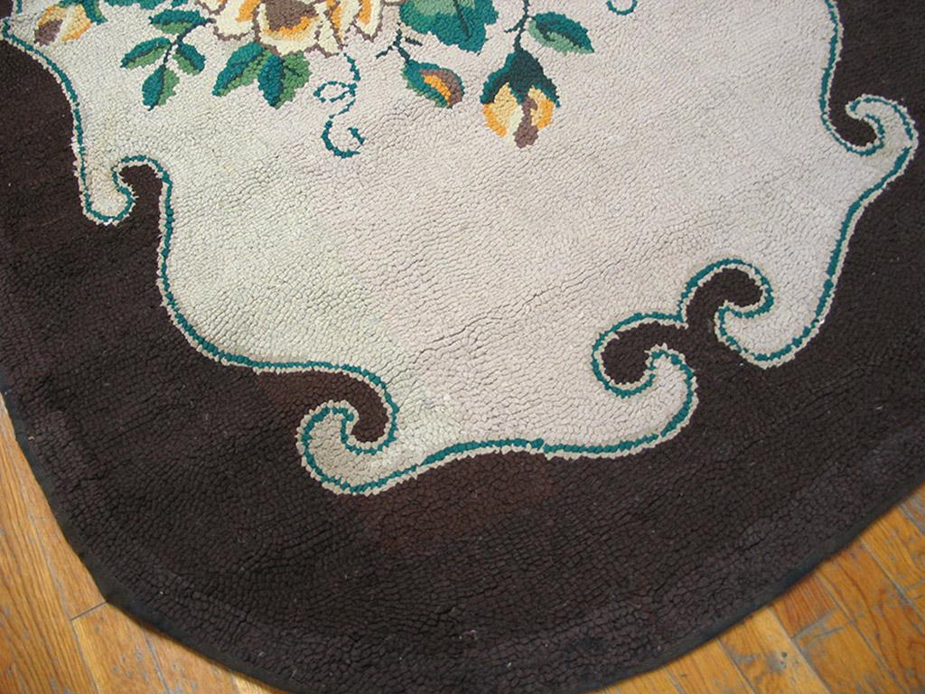 Hand-Woven Antique American Hooked Rug 4' 5