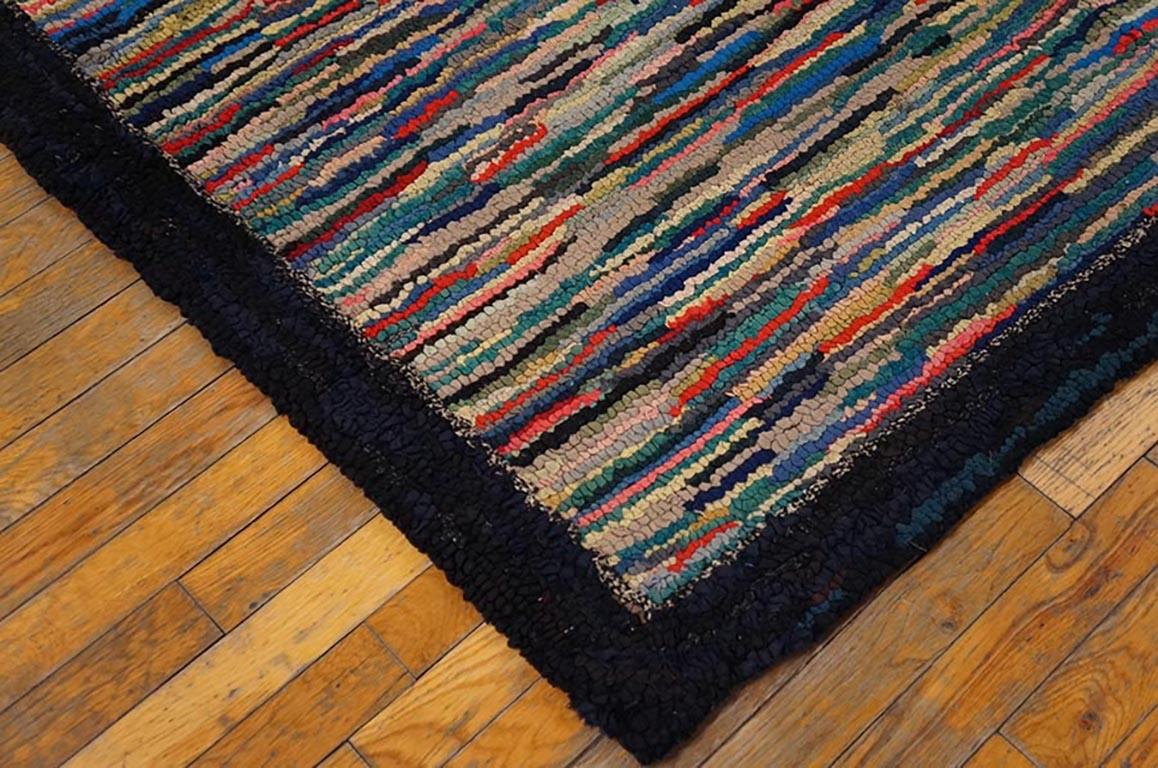 Hand-Woven Antique American Hooked Rug 4'5