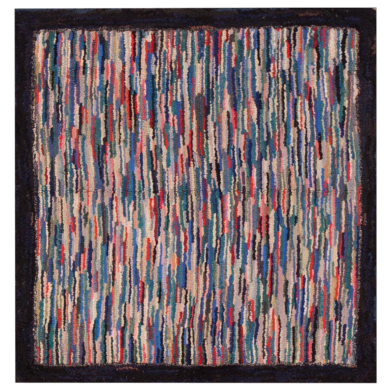 Tapis crocheté américain ancien 4'5"x4'9"