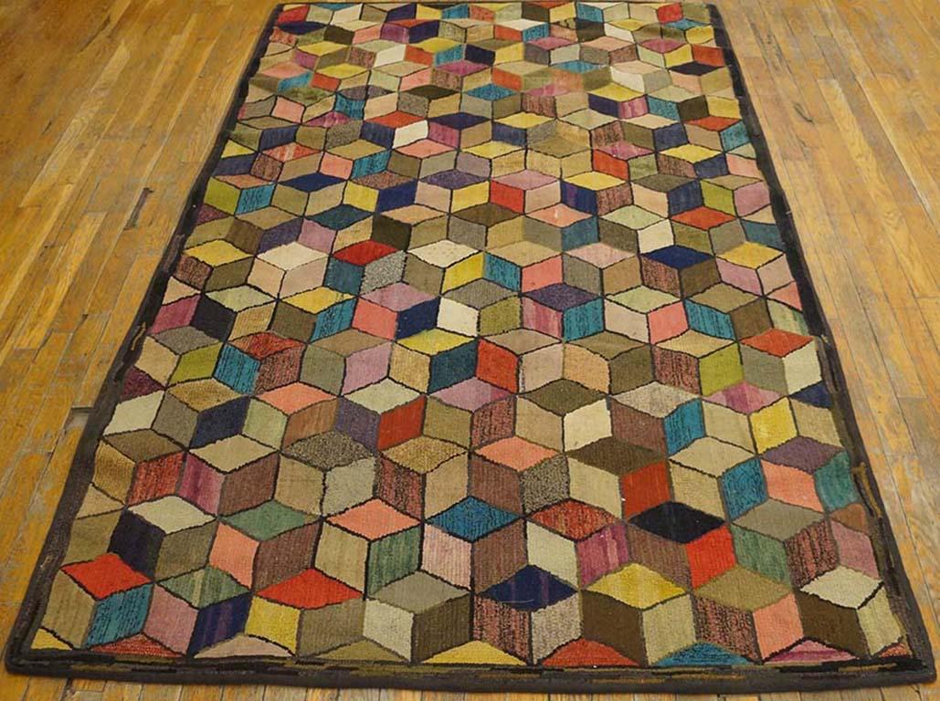 Antique American hooked rug, measures: 4'6