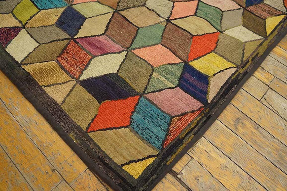 Hand-Woven Antique American Hooked Rug 4' 6