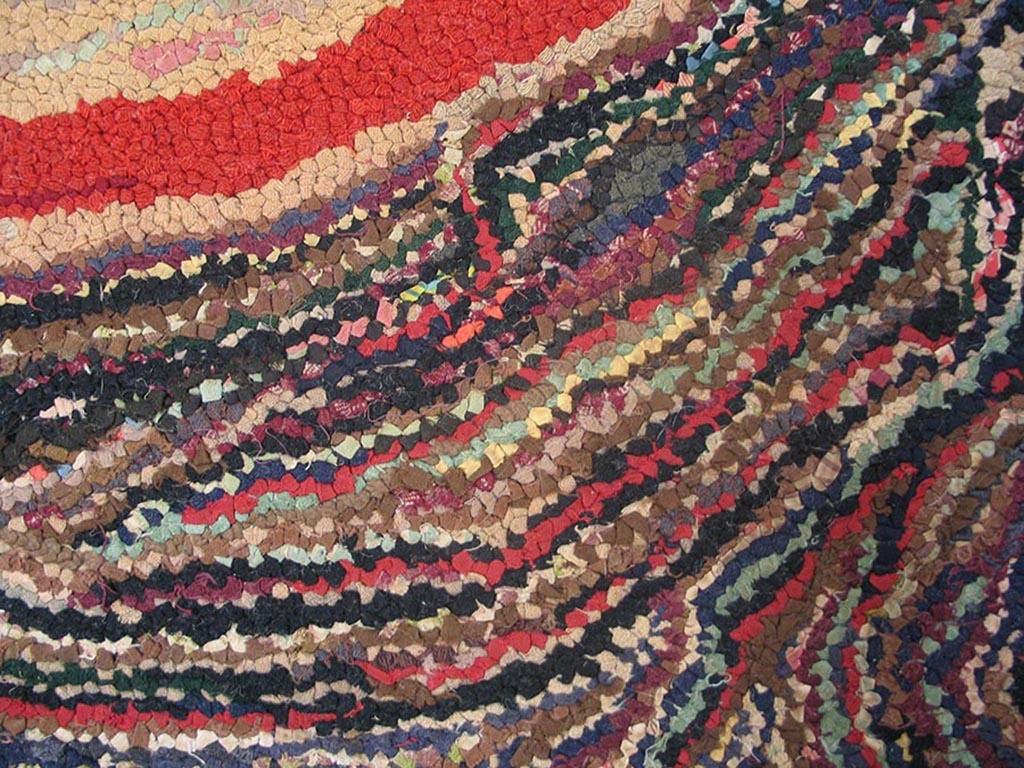 Wool Mid 20th Century American Hooked Rug ( 4'6