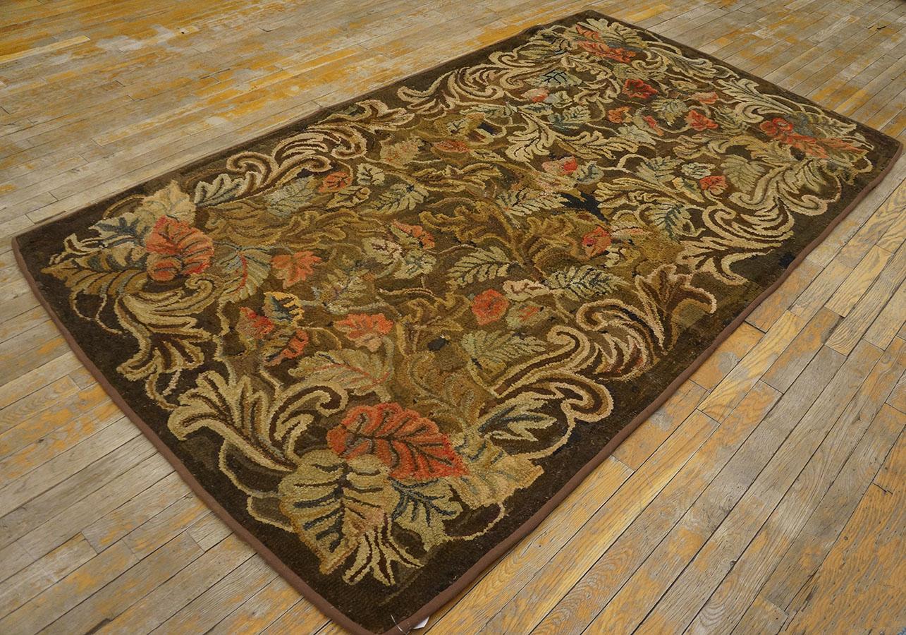 Antique American Hooked rug, size: 4'6