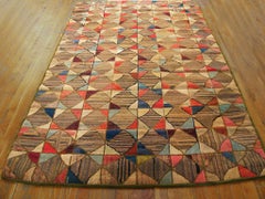 1900s Antique American Hooked Rug 4'7" x 7'5"