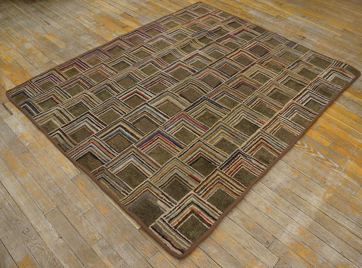Hand-Woven Early 20th Century American Hooked Rug ( 4'8