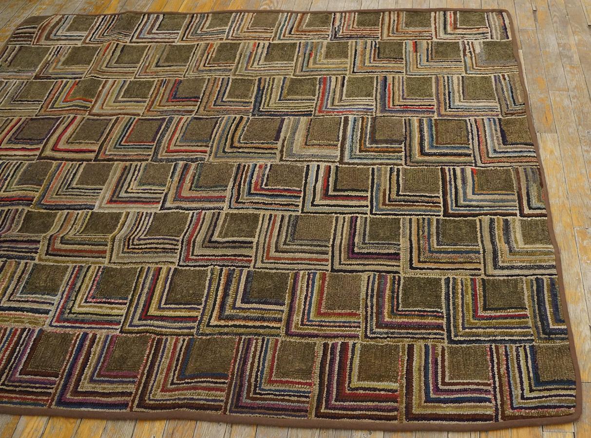 Wool Early 20th Century American Hooked Rug ( 4'8