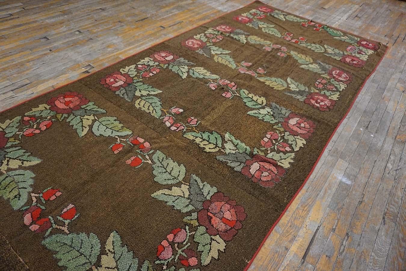 Folk Art Early 20th Century American Hooked Rug ( 5' x 16' - 152 x 488 ) For Sale