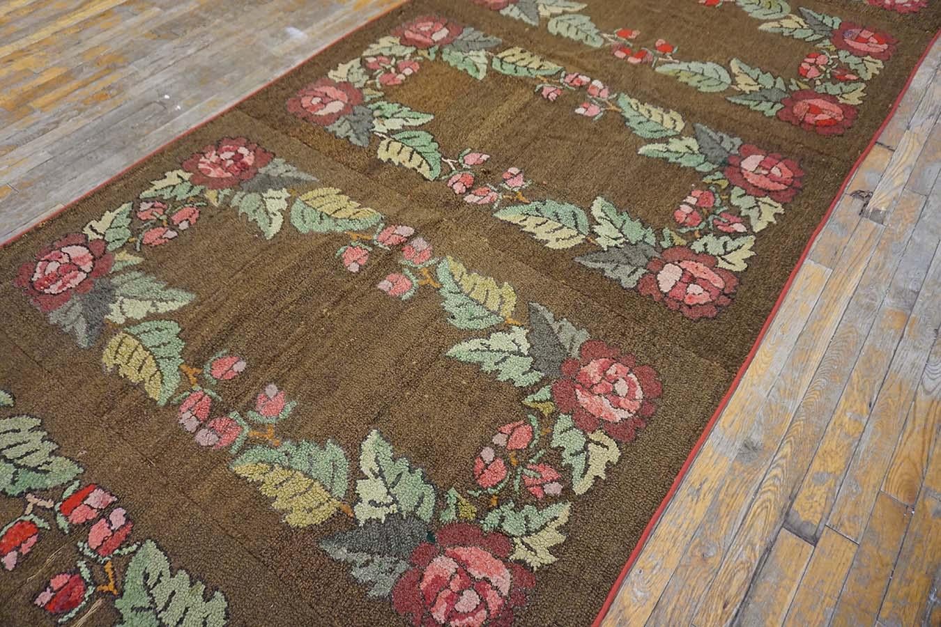 Wool Early 20th Century American Hooked Rug ( 5' x 16' - 152 x 488 ) For Sale