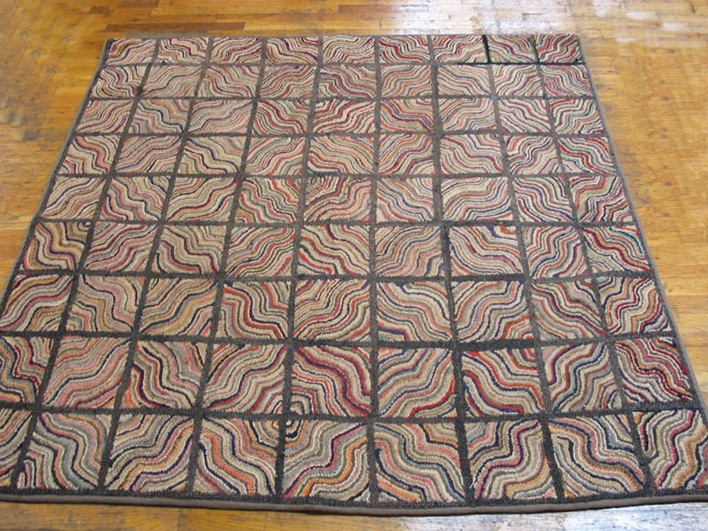 Tapis crocheté américain antique, taille : 5'10