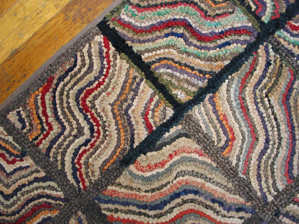 Wool Antique American Hooked Rug For Sale