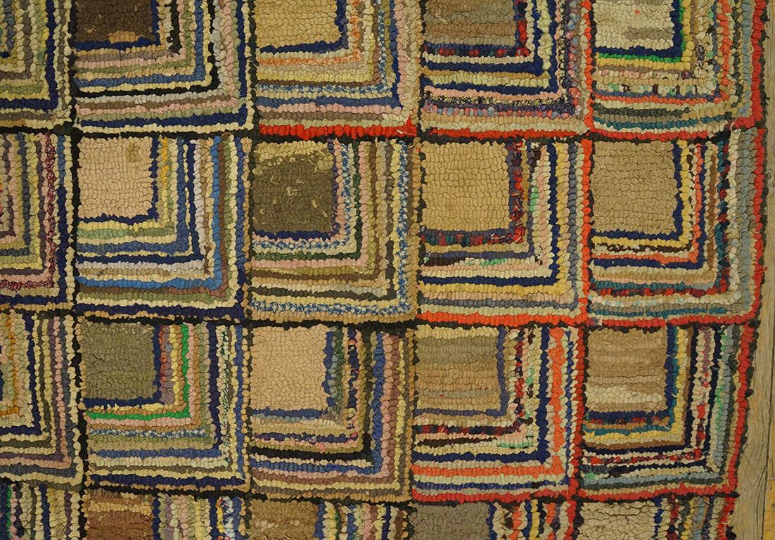 Wool Early 20th Century American Hooked Rug ( 5'10