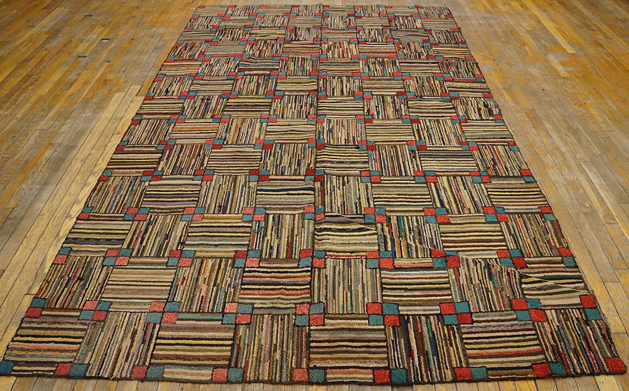 Tapis crocheté américain du début du 20e siècle ( 5'10