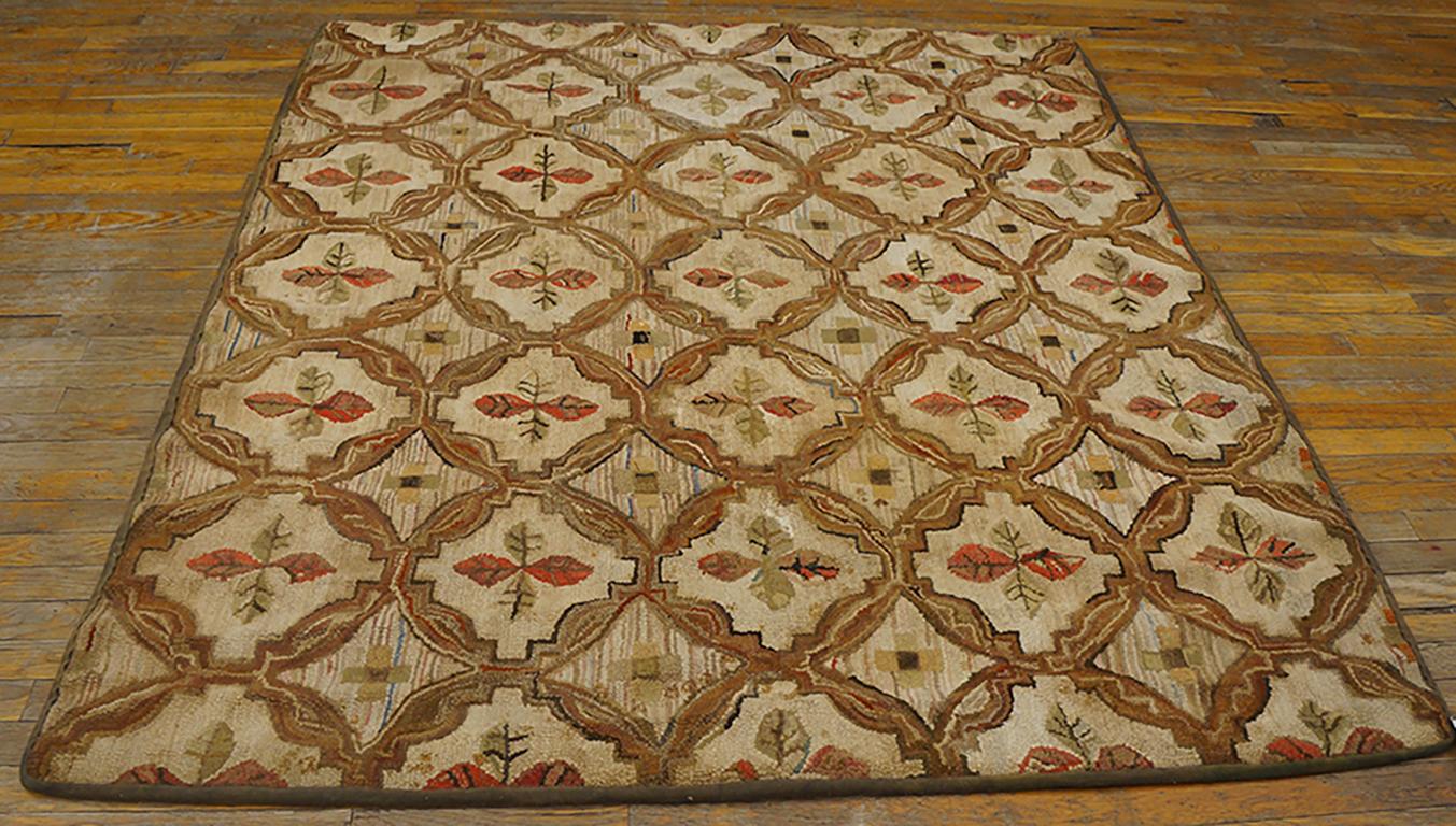 Antique American hooked rug, size: 5'4