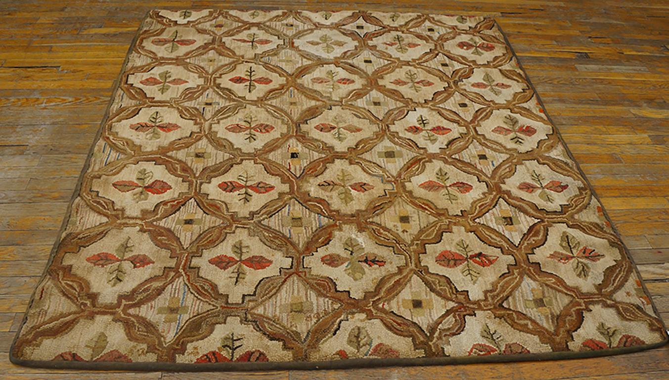Tapis crocheté américain ancien, taille : 5'4