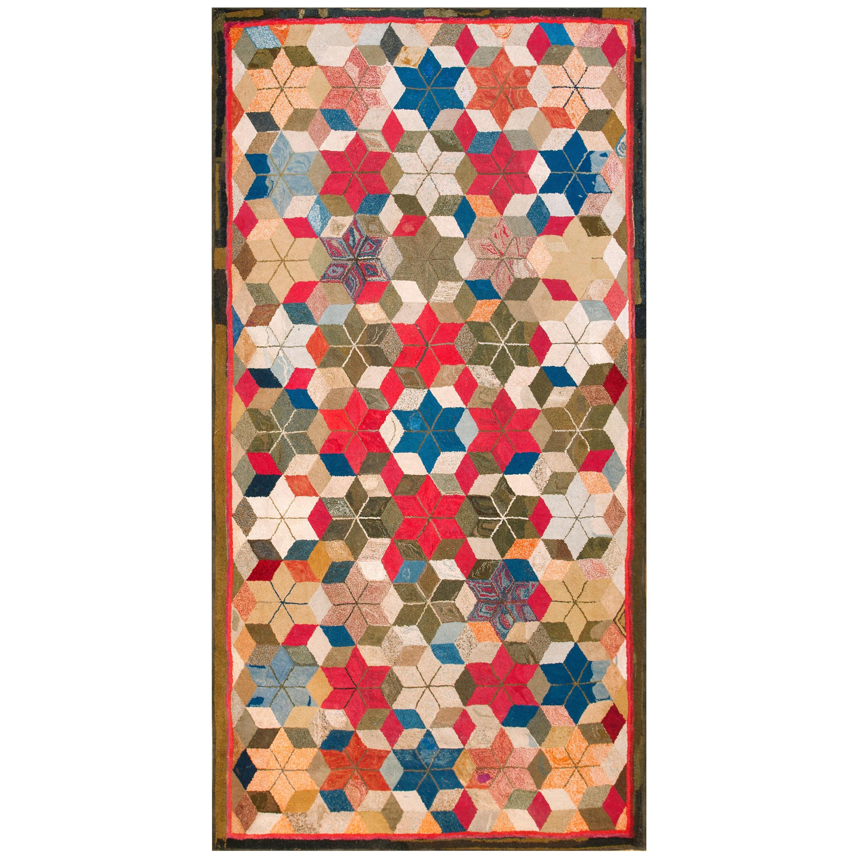 Antique American Hooked Rug 5' 8" x 11' 0" For Sale