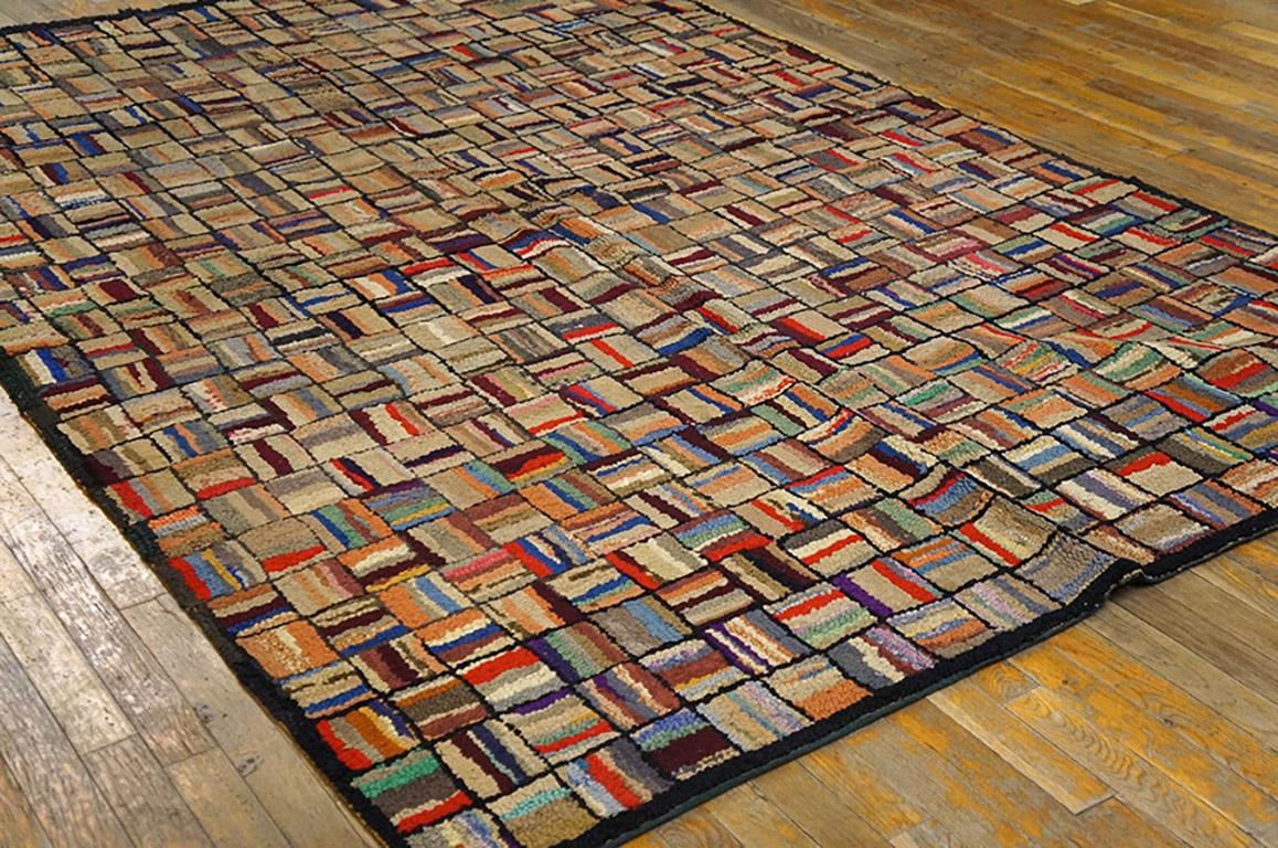Hand-Knotted Antique American Hooked Rug
