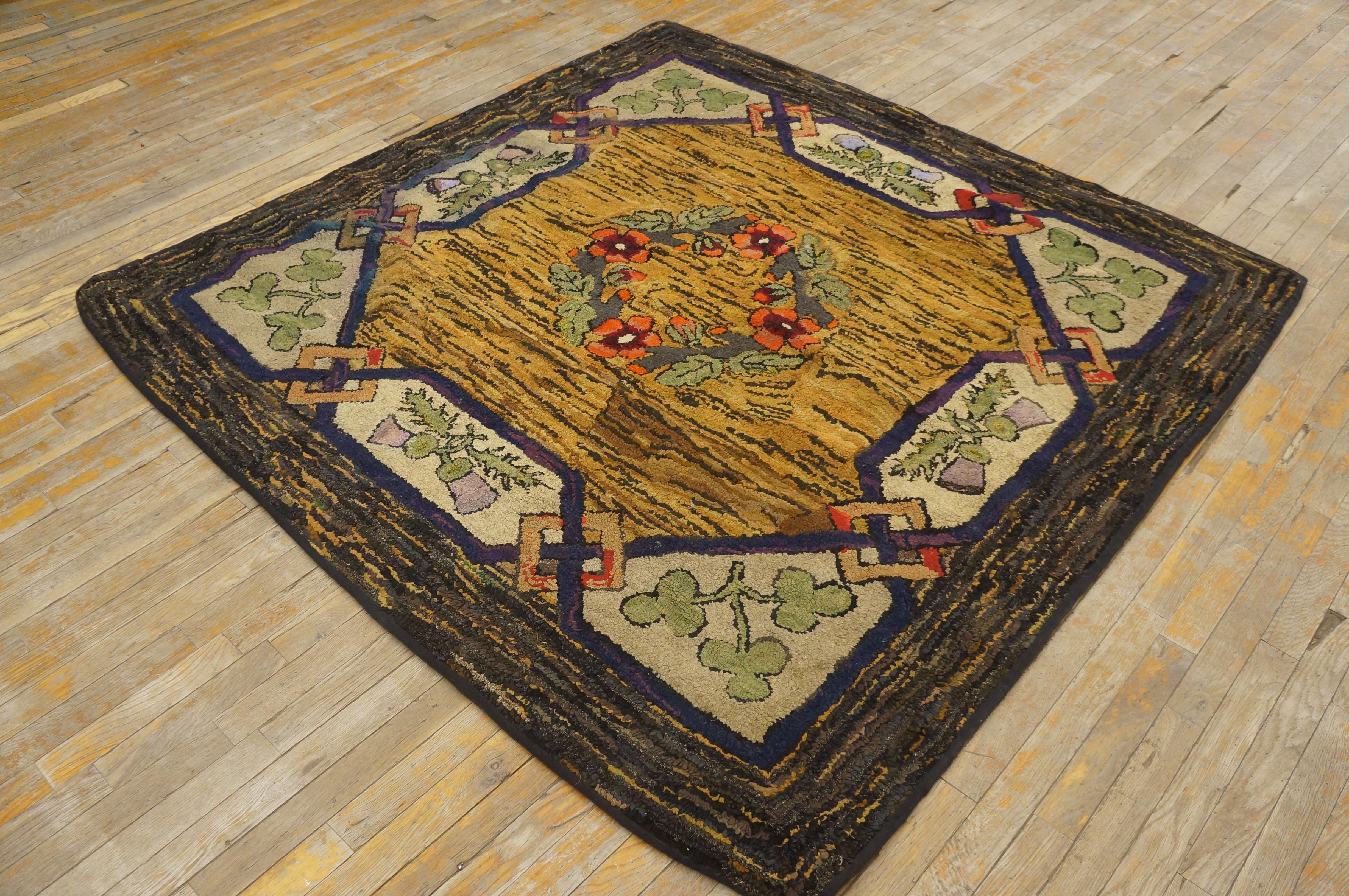 Early 20th Century American Hooked Rug ( 6' x 6' - 183 x 183 ) For Sale 2