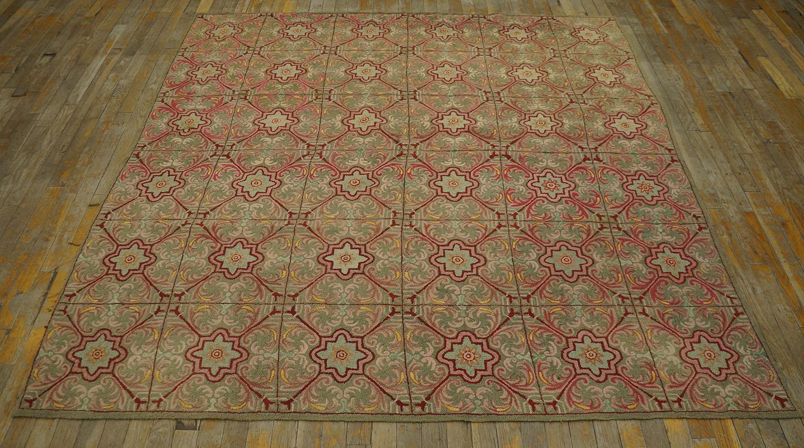 Antique American Hooked rug, size: 6' 4''x6' 4''.