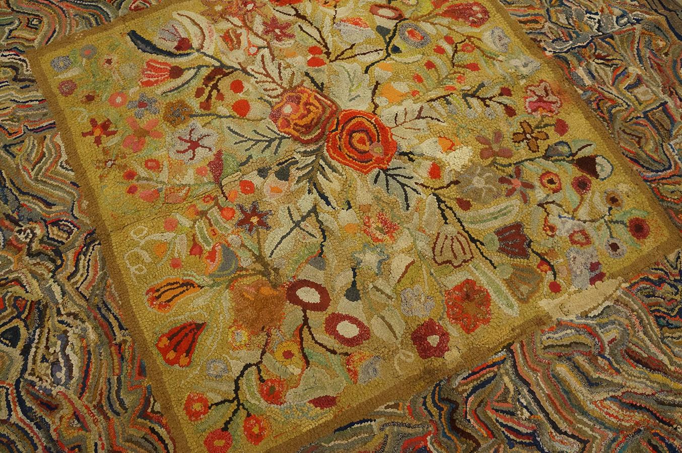 Early 20th Century Antique American Hooked Rug For Sale