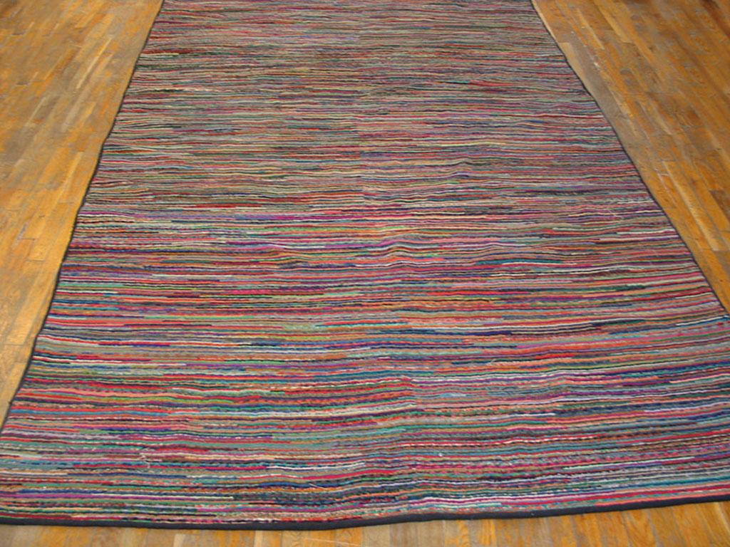 Tapis crocheté américain ancien. Taille : 6' 6