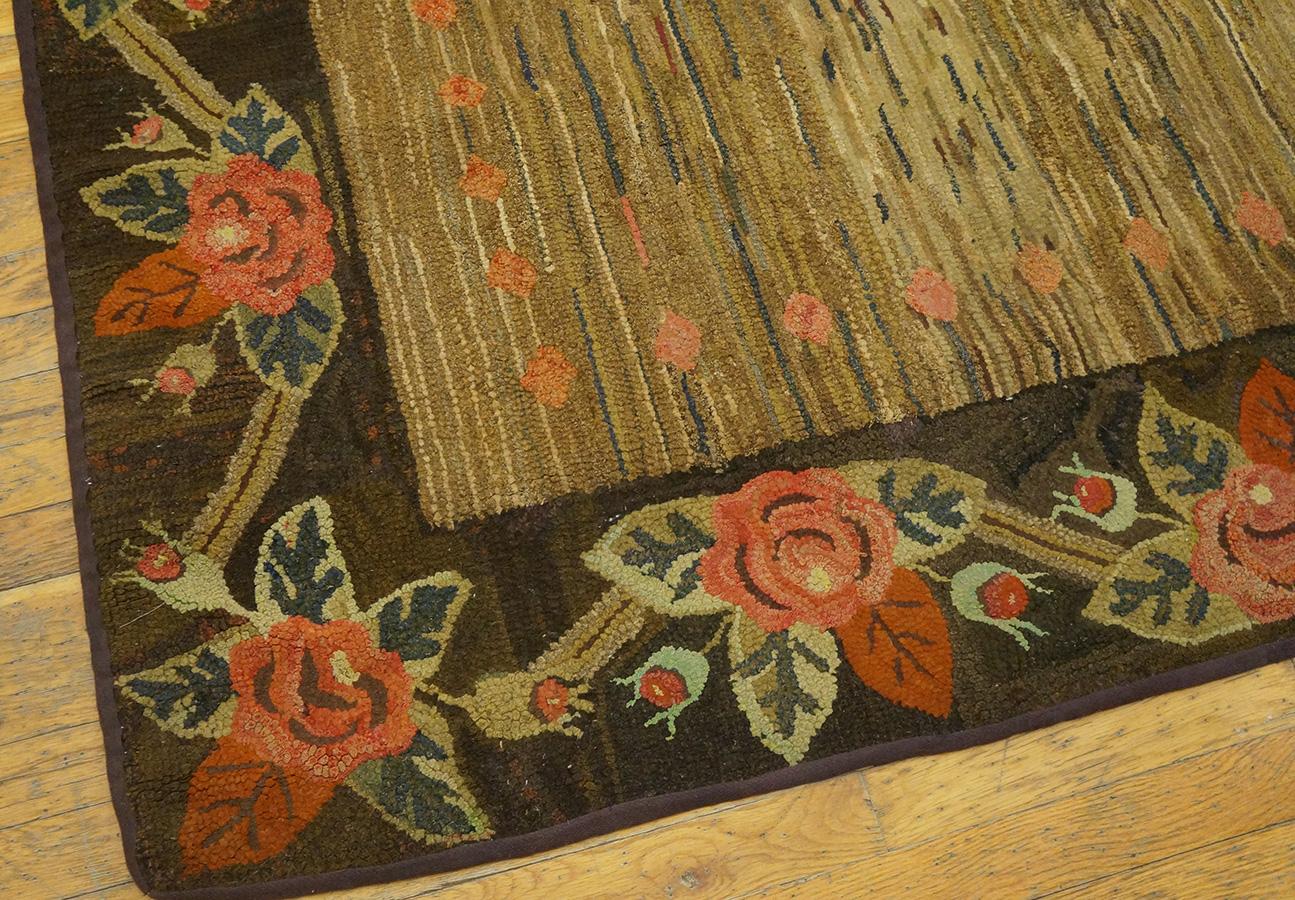 Early 20th Century Antique American Hooked Rug For Sale
