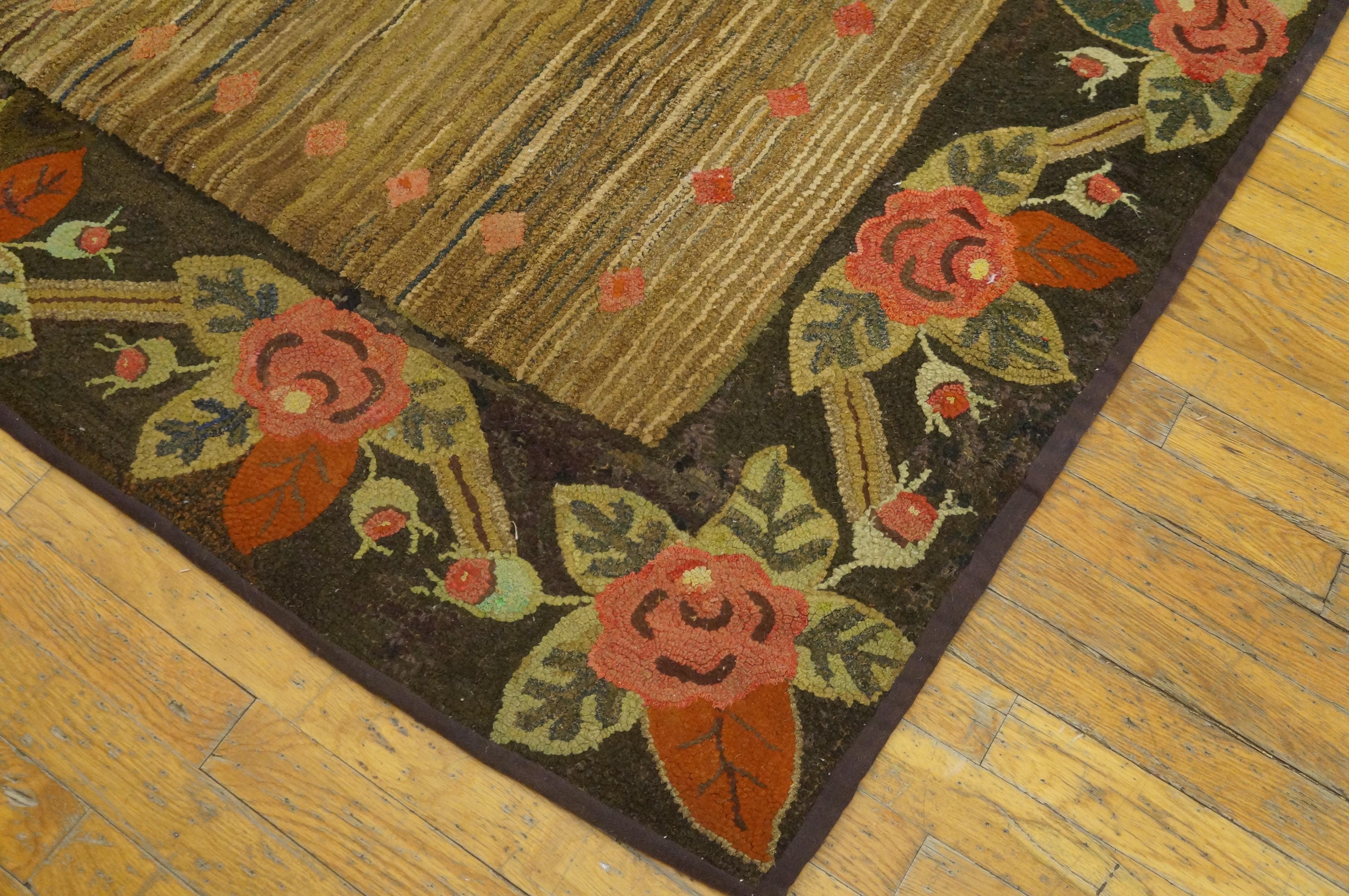 Antique American Hooked Rug For Sale 1