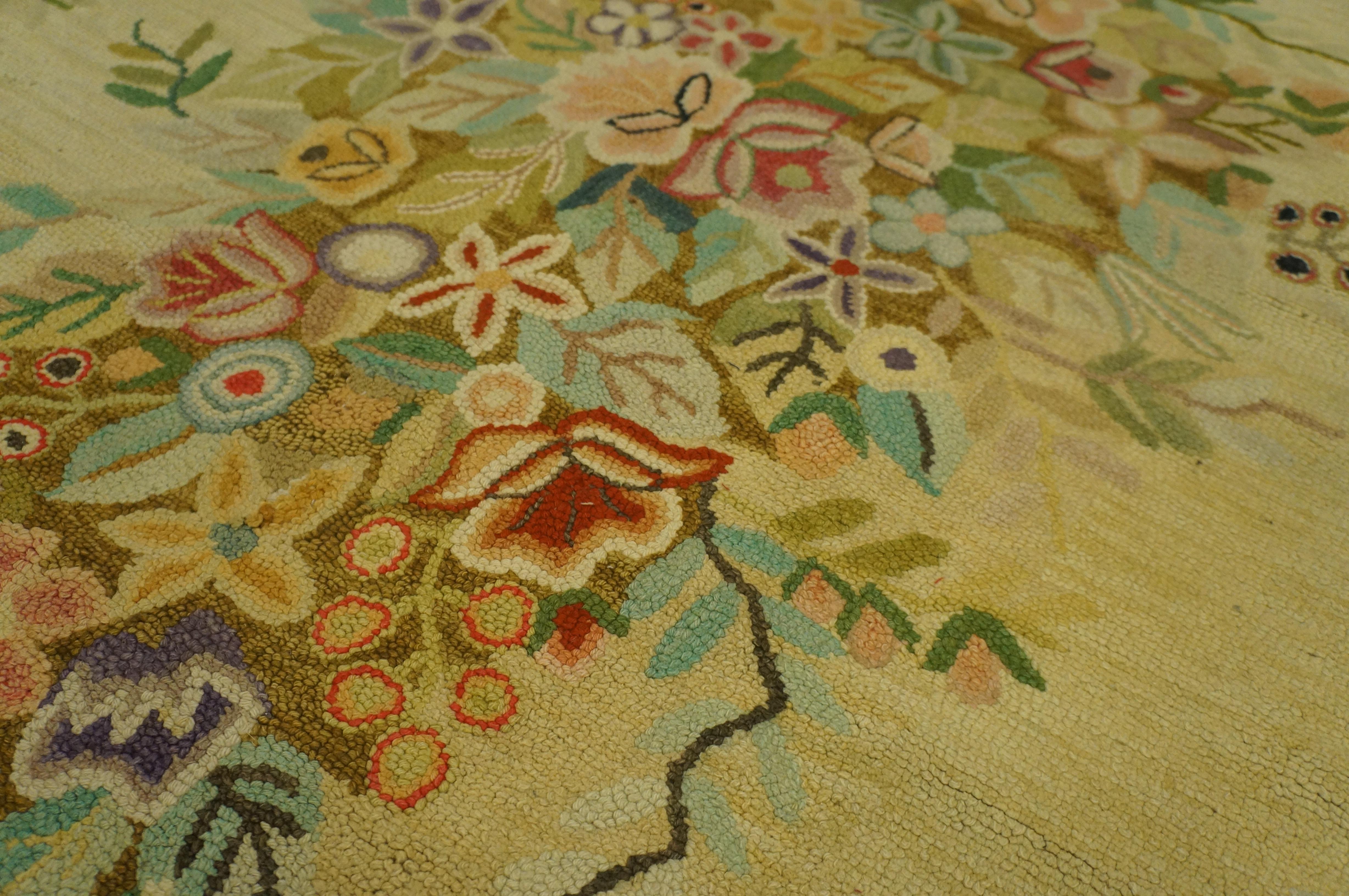 Antique American Hooked rug. Measures: 6'0