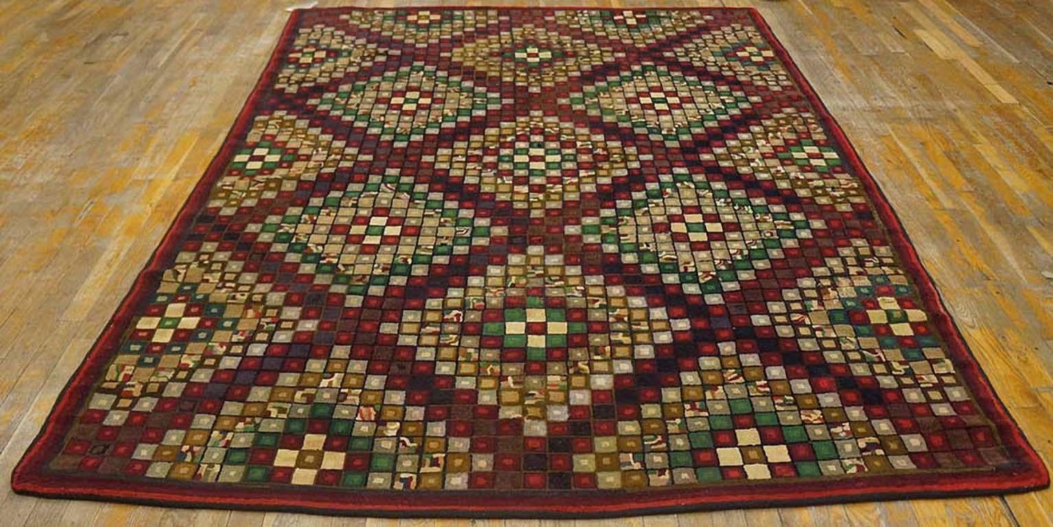 Antique American hooked rug, size: 6'0