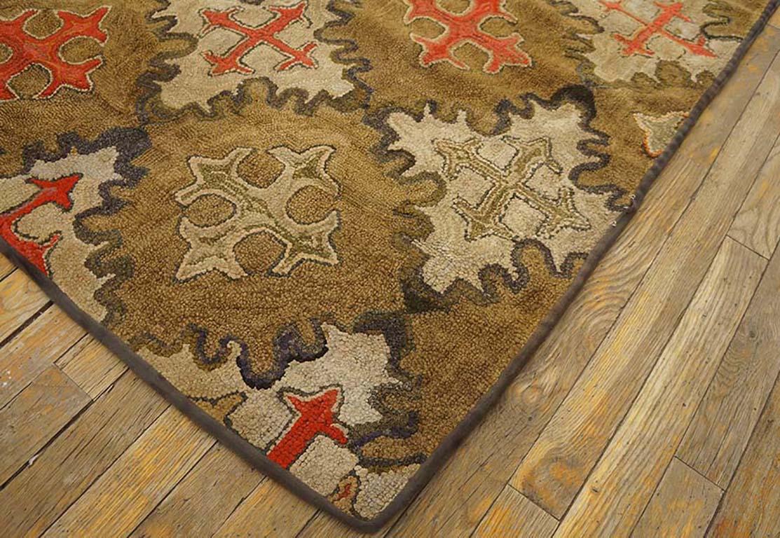 Hand-Woven Antique American Hooked Rug For Sale