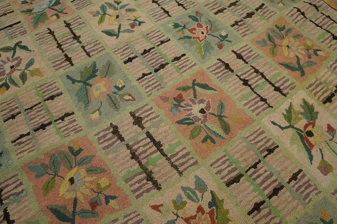 Early 20th Century 1920s American Hooked Rug in Art Deco Style ( 6'10