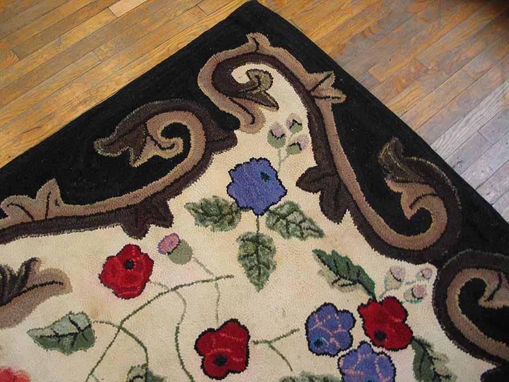Hand-Woven Antique American Hooked Rug 6' 4