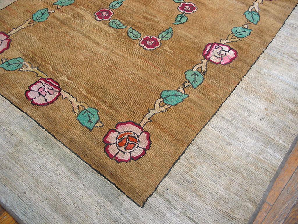 Hand-Woven Antique American Hooked Rug 6' 7