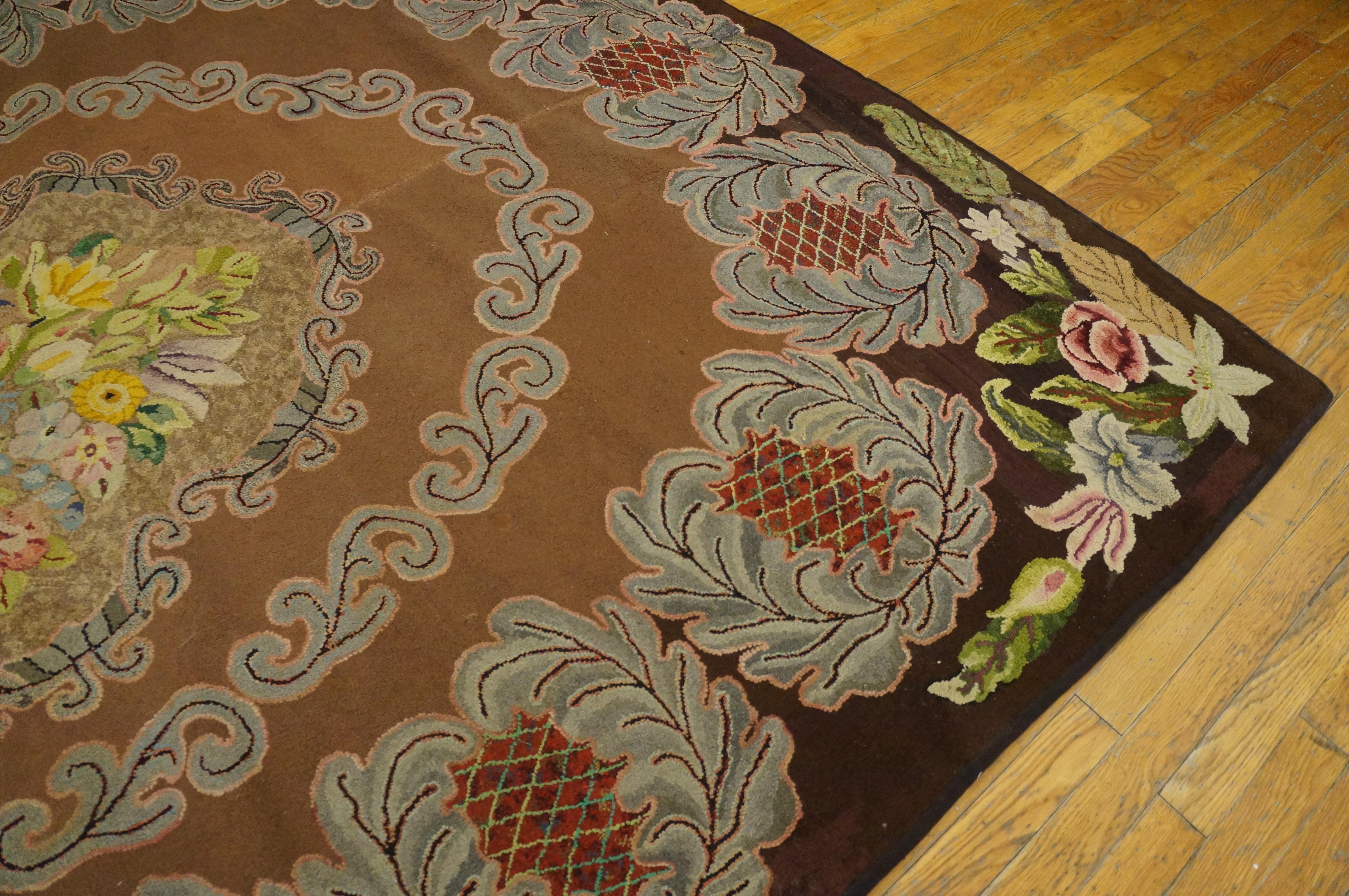 Antique American hooked rug, size: 6'7