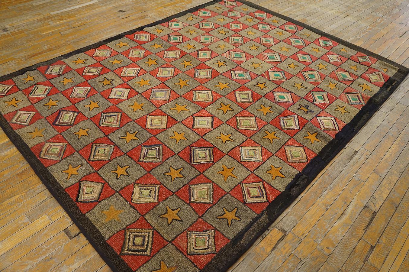 Antique American Hooked rug, size: 6'8