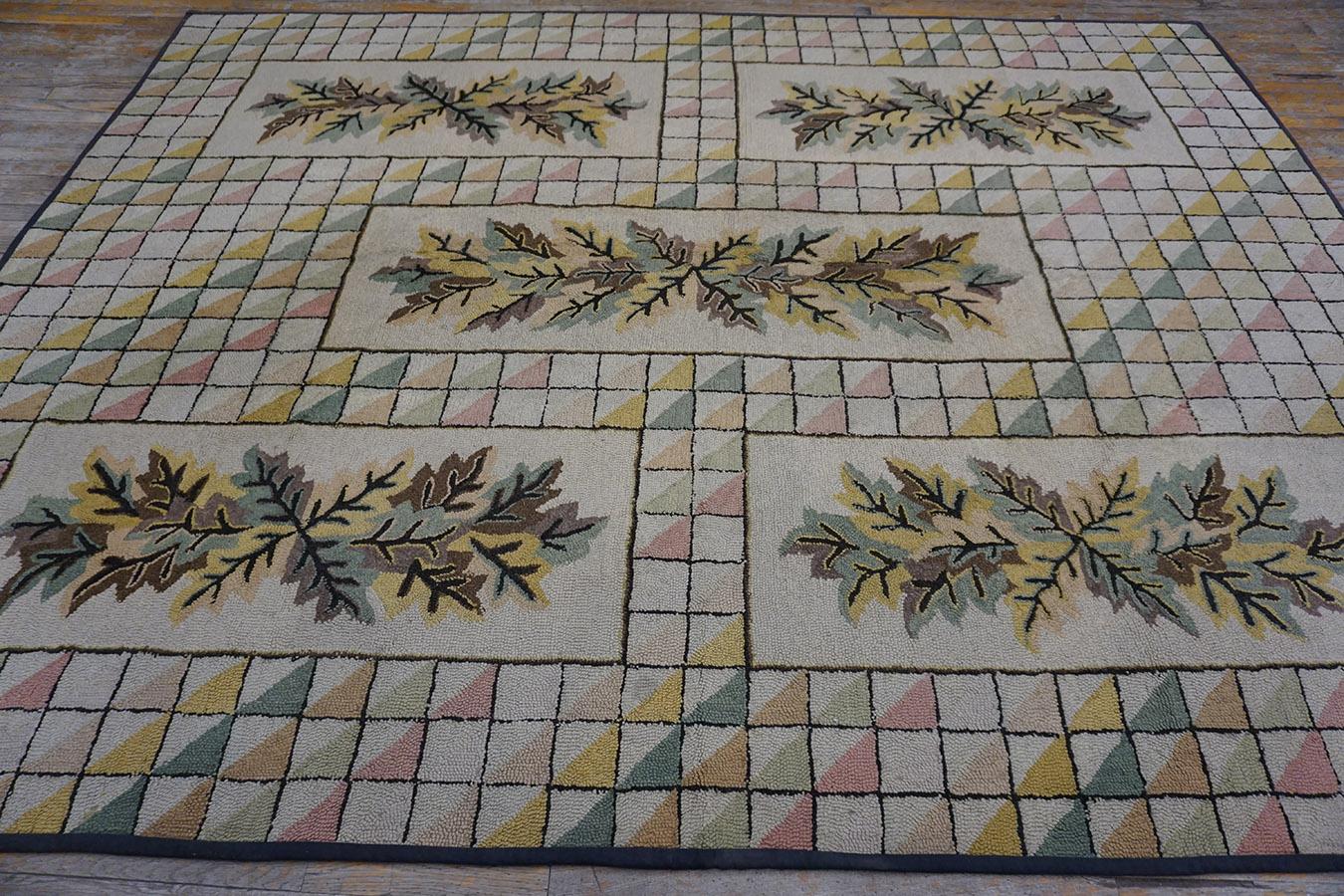 1930s American Hooked Rug ( 7'10'' x 10' - 240 x 305 ) For Sale 3
