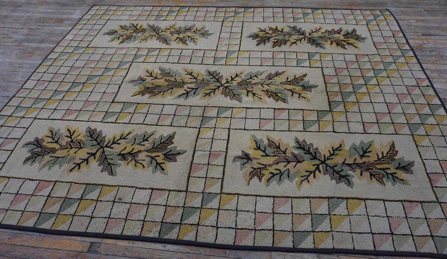 Metà XX secolo Tappeto americano con ganci degli anni '30 ( 7'10'' x 10' - 240 x 305 ) in vendita