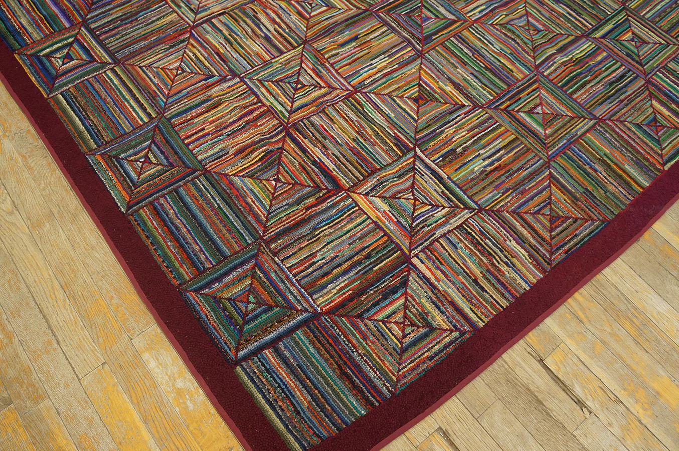 Wool Mid 20th Century American Hooked Rug ( 7' 6'' x 9' 2''  - 228 x 279 cm ) For Sale