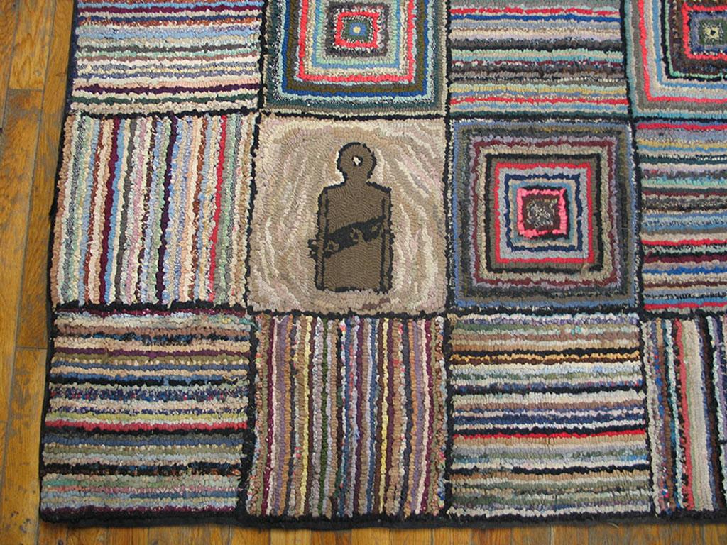 Americano Tappeto americano uncinato dei primi del Novecento ( 7' x 8' - 213 x 245 ) in vendita