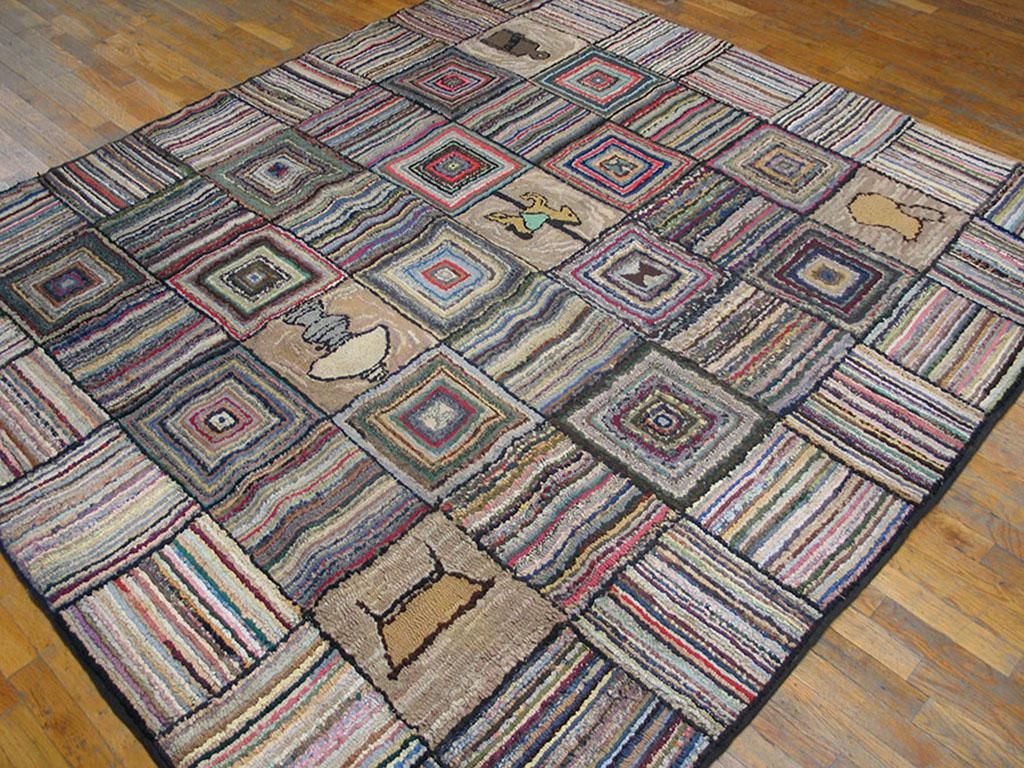Early 20th Century American Hooked Rug ( 7' x 8' - 213 x 245 ) In Good Condition For Sale In New York, NY