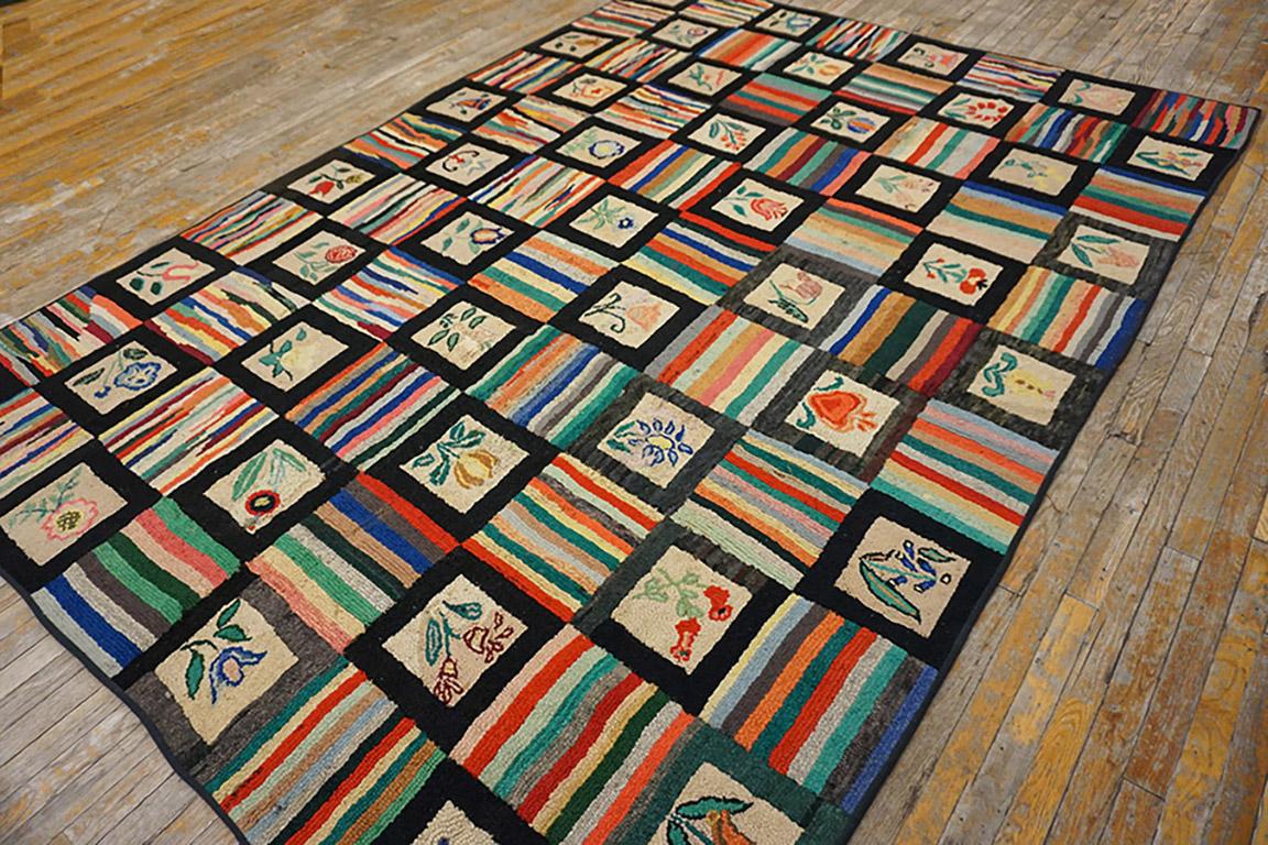 Hand-Woven 1930s American Hooked Rug ( 7'4