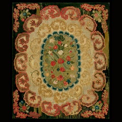 A Gray Background Color With Distinctive Folk Art Style Antique American Rug