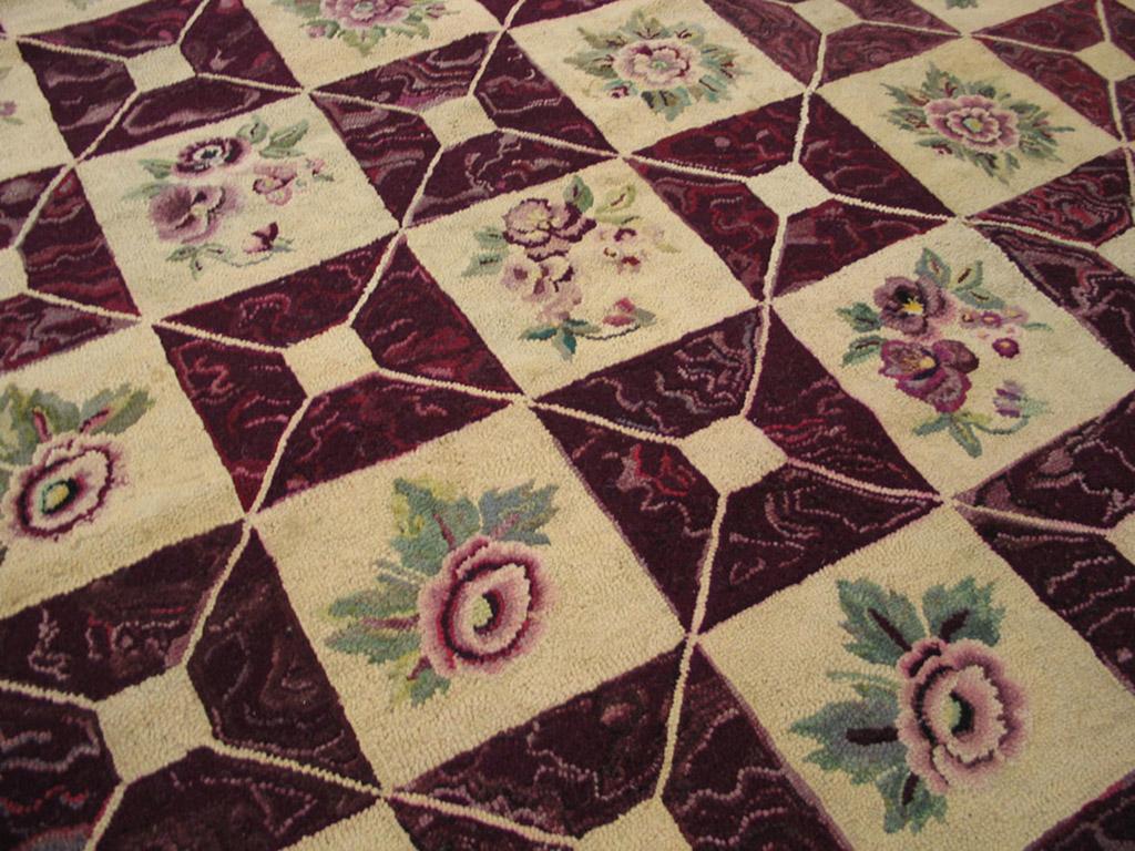 Tissé à la main Tapis à capuche américain ancien de 7' 7
