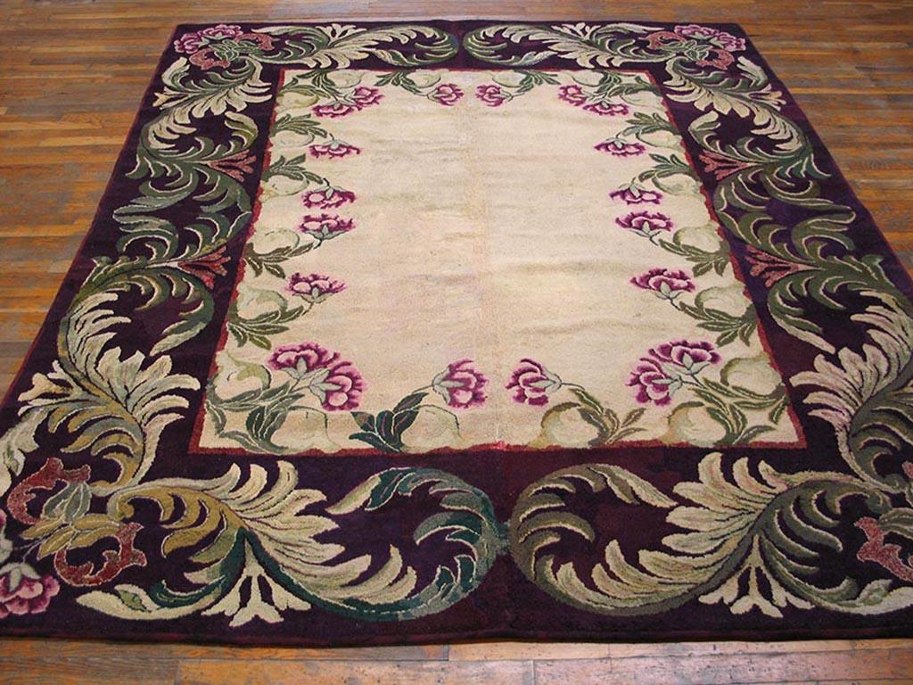 Antique American hooked rug, size: 7'8