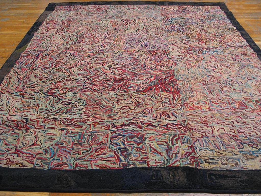 Antique American Hooked rug. Measures: 7'8