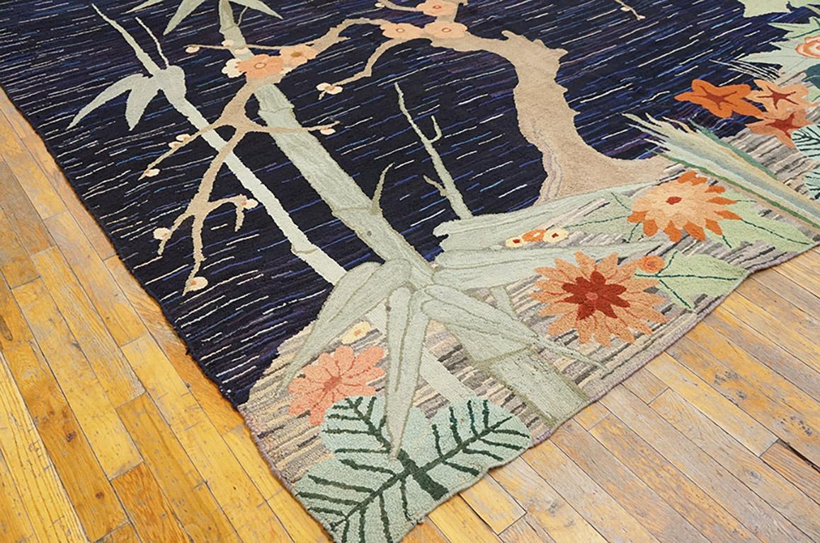 1930s American Hooked Rug in Art Deco Style ( 8'10'' x 12' - 270 x 365 ) In Good Condition For Sale In New York, NY