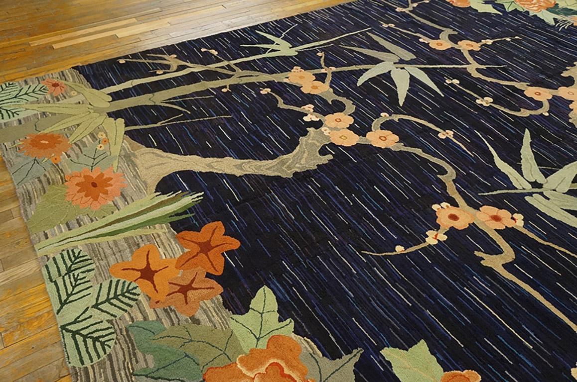 Fabric 1930s American Hooked Rug in Art Deco Style ( 8'10'' x 12' - 270 x 365 ) For Sale