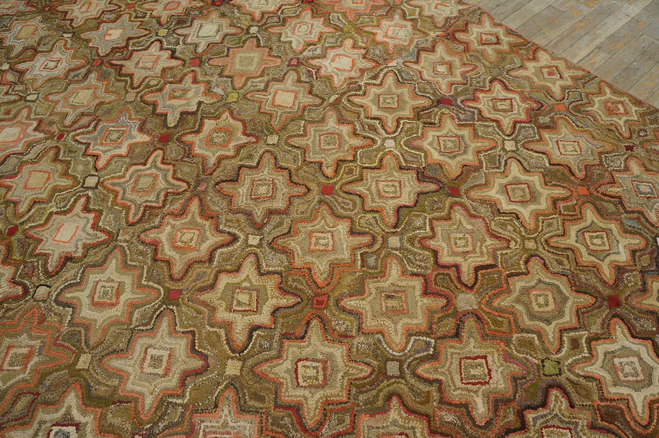 Antique  American Hooked Rug 8' 4'' x8' 8''  For Sale 9