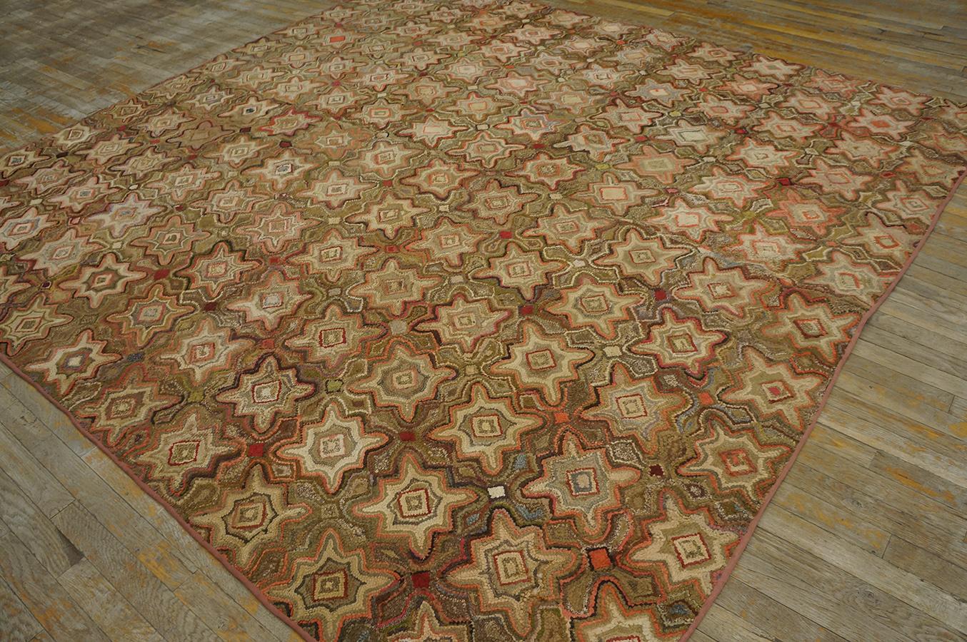 Antique  American Hooked Rug, Size: 8' 4'' x8' 8'' 