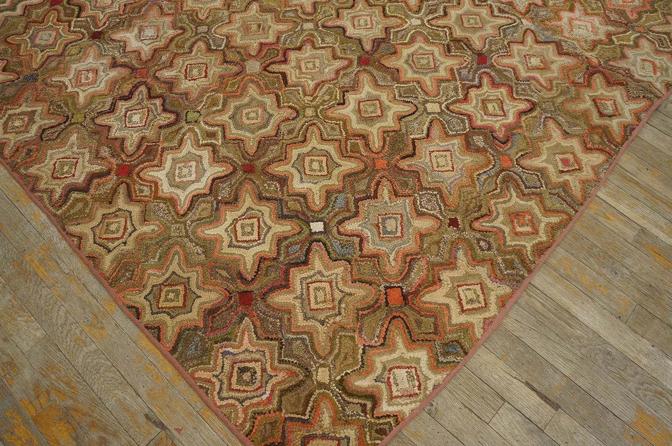 Hand-Woven Antique  American Hooked Rug 8' 4'' x8' 8''  For Sale